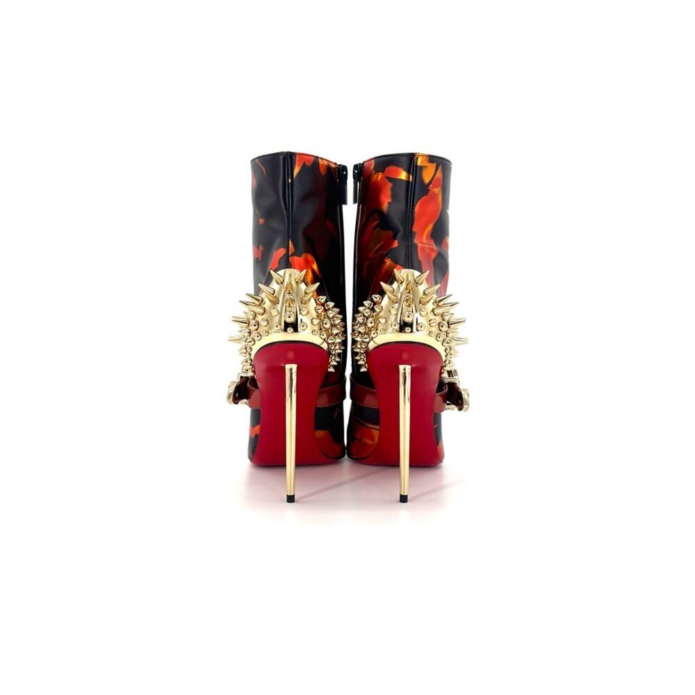 NEW Christian Louboutin Womenphis 100 Spike Logo Buckle Stiletto Heeled Boots 40 - Picture 6 of 11